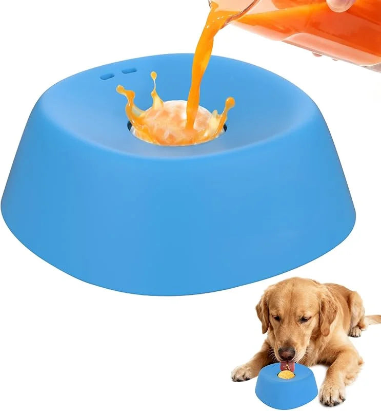 Rotating Center Liquid Slow Feeder Bowl; Interactive Lick Mat Bowl for Wet Food