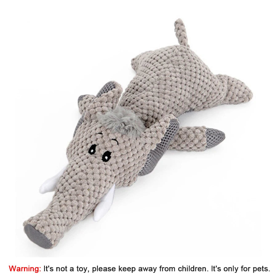 Plush Animal Crinkle Dog Toy; Soft Squeaky Chew Toy