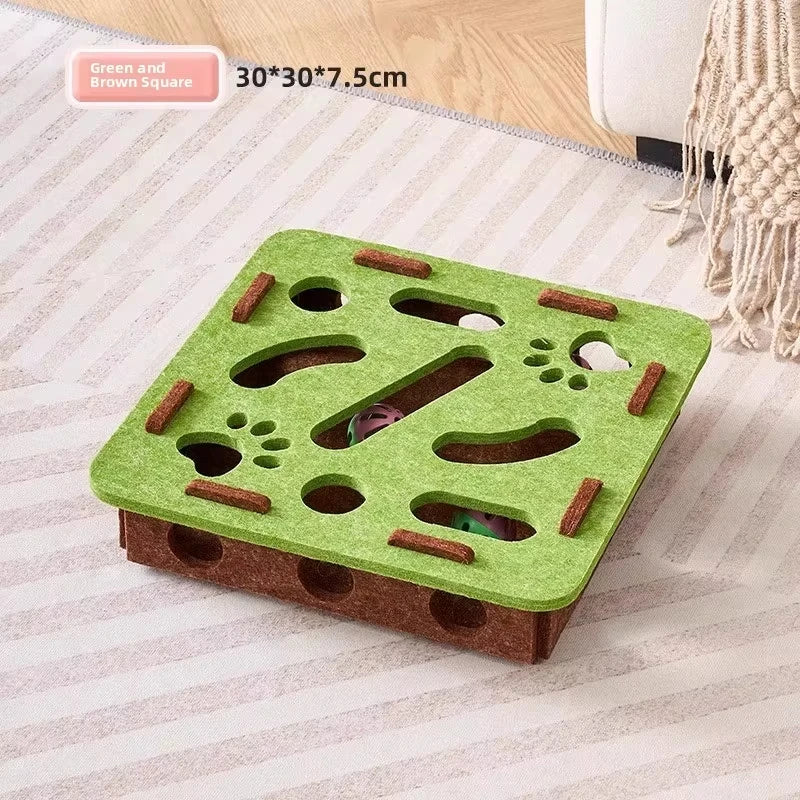 Felt Puzzle Toy Box for Cats; Interactive Foraging Treat & Hidden Toy Enrichment Box