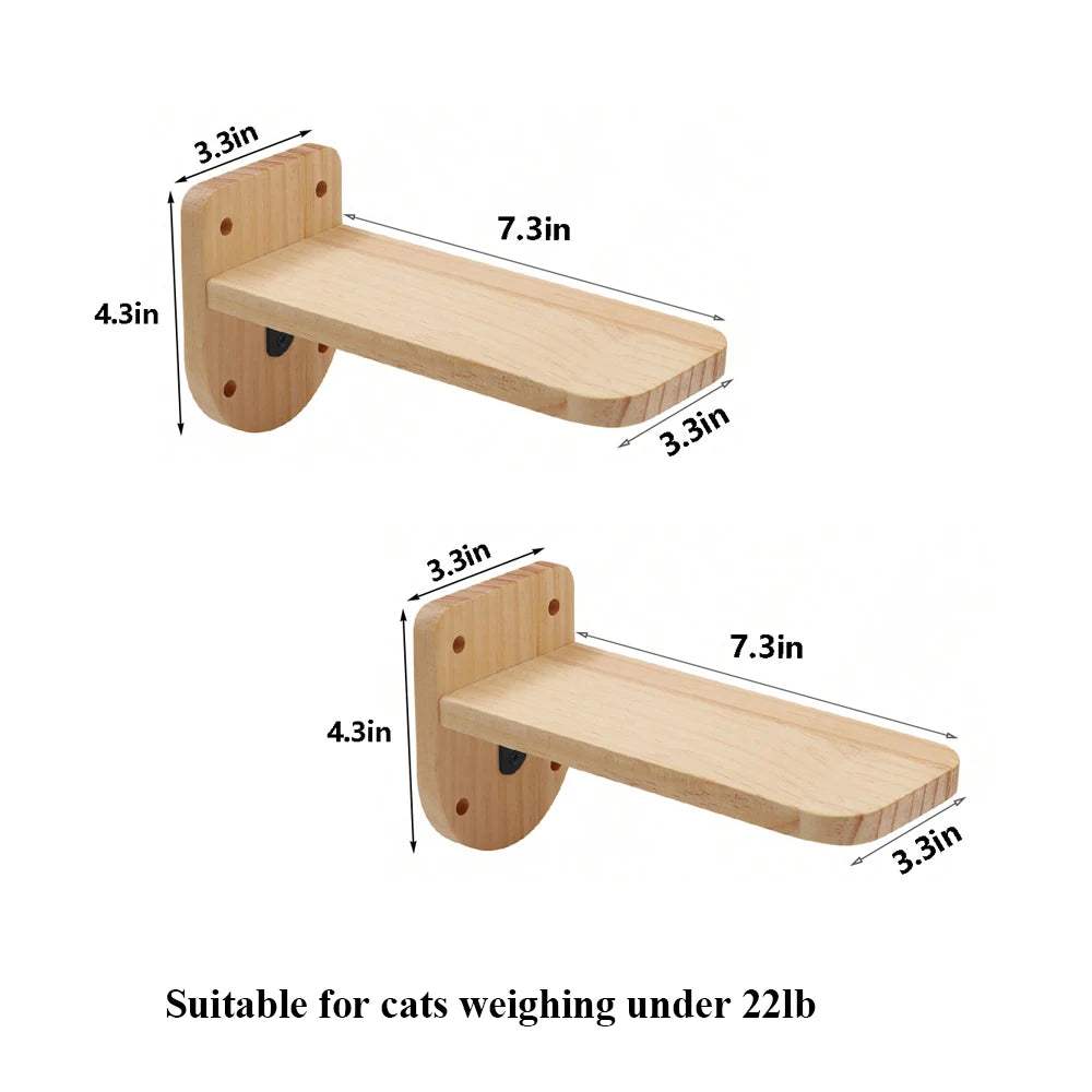 Wall Mounted Cat Climbing Shelves; Wooden Floating Perch Set for Indoor Cats