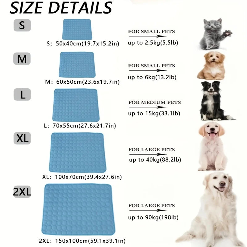 Self-Cooling Gel Pet Mat; Pressure-Activated Summer Cooling Pad for Dogs