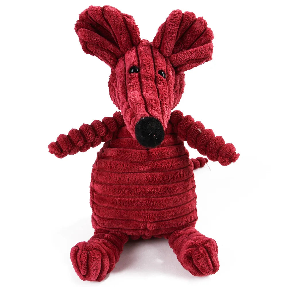 Plush Corduroy Animal Dog Toy; Durable Textured Squeaky Toy for Medium & Small Dogs