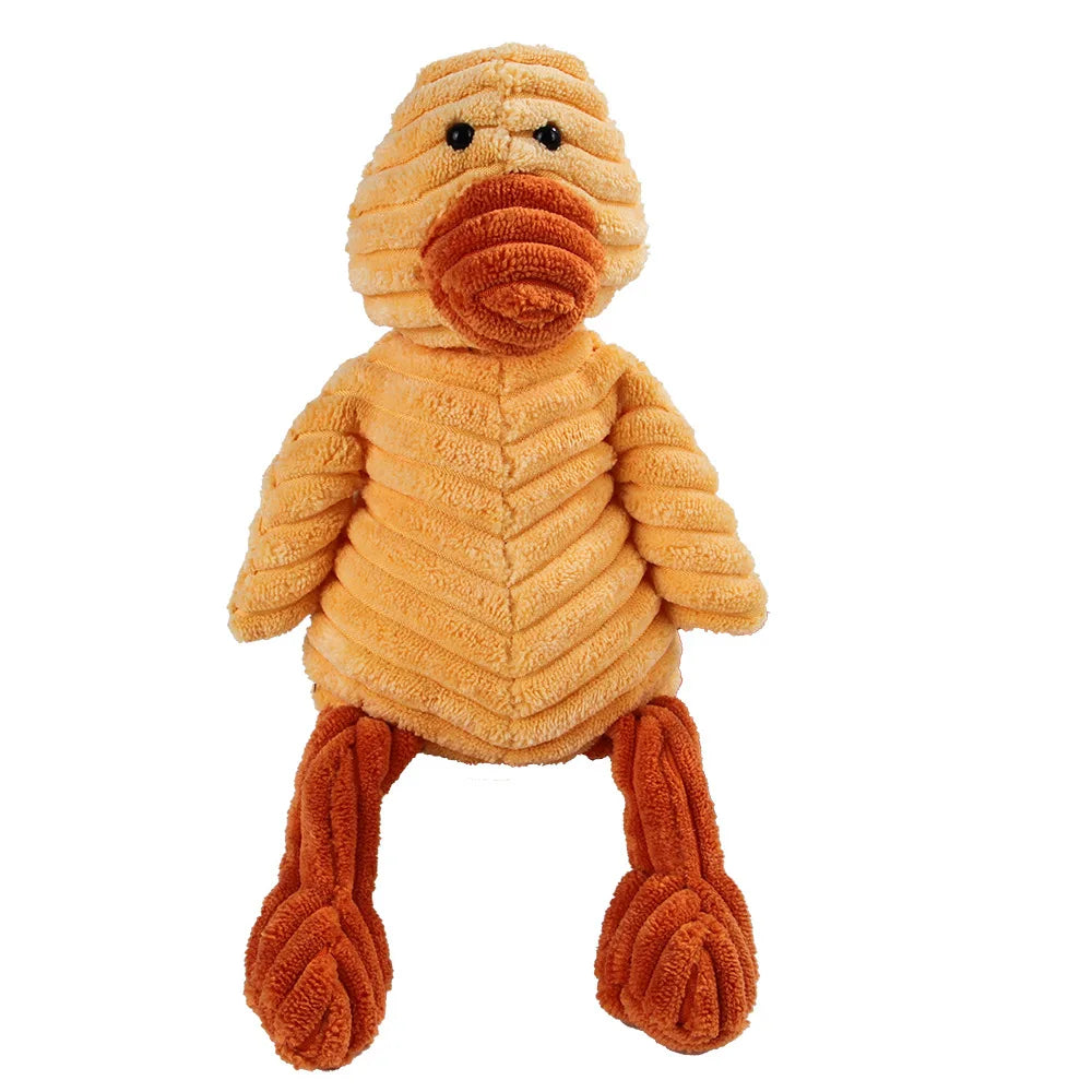 Plush Corduroy Animal Dog Toy; Durable Textured Squeaky Toy for Medium & Small Dogs