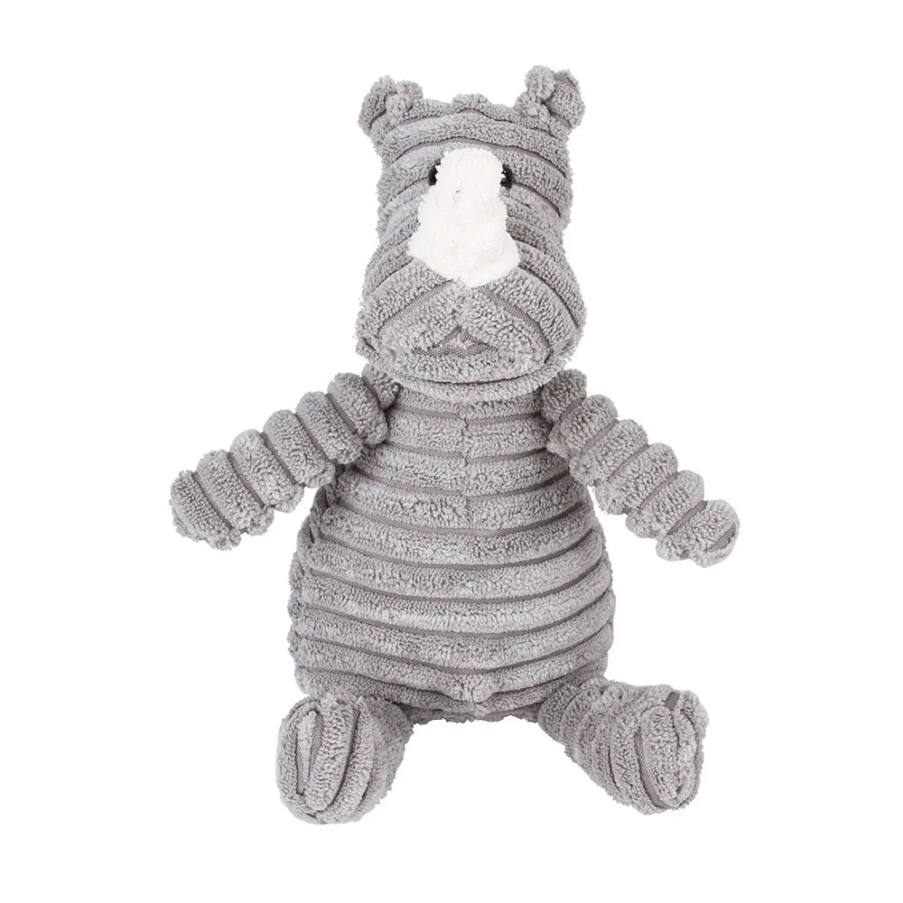 Plush Corduroy Animal Dog Toy; Durable Textured Squeaky Toy for Medium & Small Dogs
