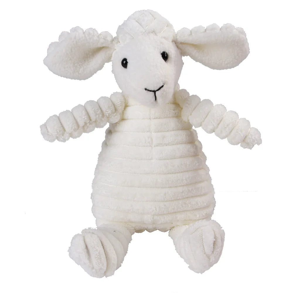 Plush Corduroy Animal Dog Toy; Durable Textured Squeaky Toy for Medium & Small Dogs