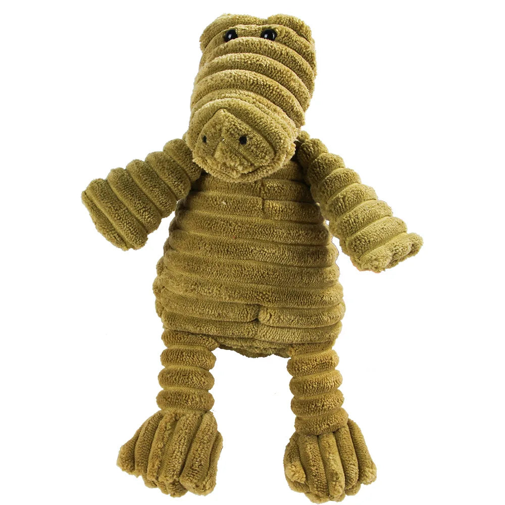 Plush Corduroy Animal Dog Toy; Durable Textured Squeaky Toy for Medium & Small Dogs