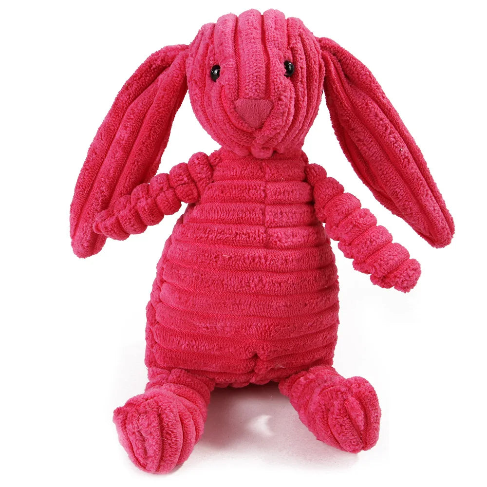Plush Corduroy Animal Dog Toy; Durable Textured Squeaky Toy for Medium & Small Dogs