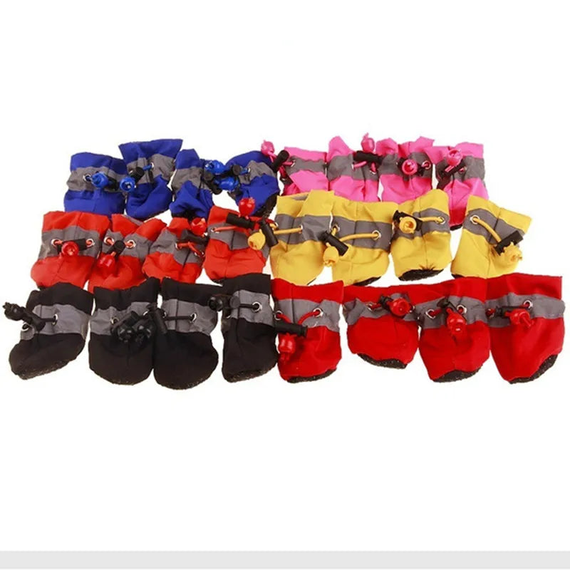 Waterproof Dog Booties Set; Non-Slip Rain & Snow Protective Pet Shoes (4 Pack)