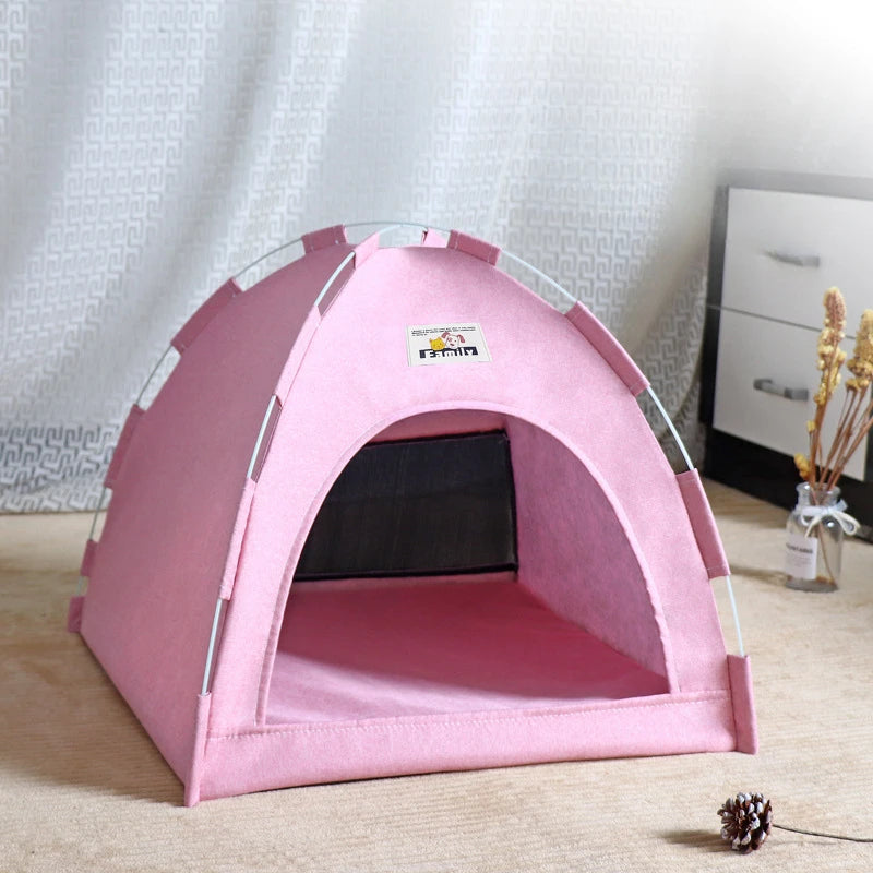 Foldable Pet Tent Bed; Portable Indoor Teepee House for Cats & Small Dogs