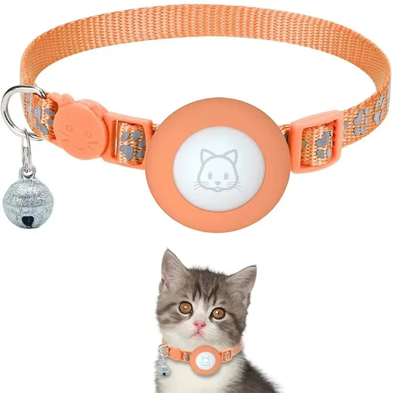 Reflective Apple AirTag Dog Collar; Adjustable Heavy Duty Anti-Loss Safety Collar