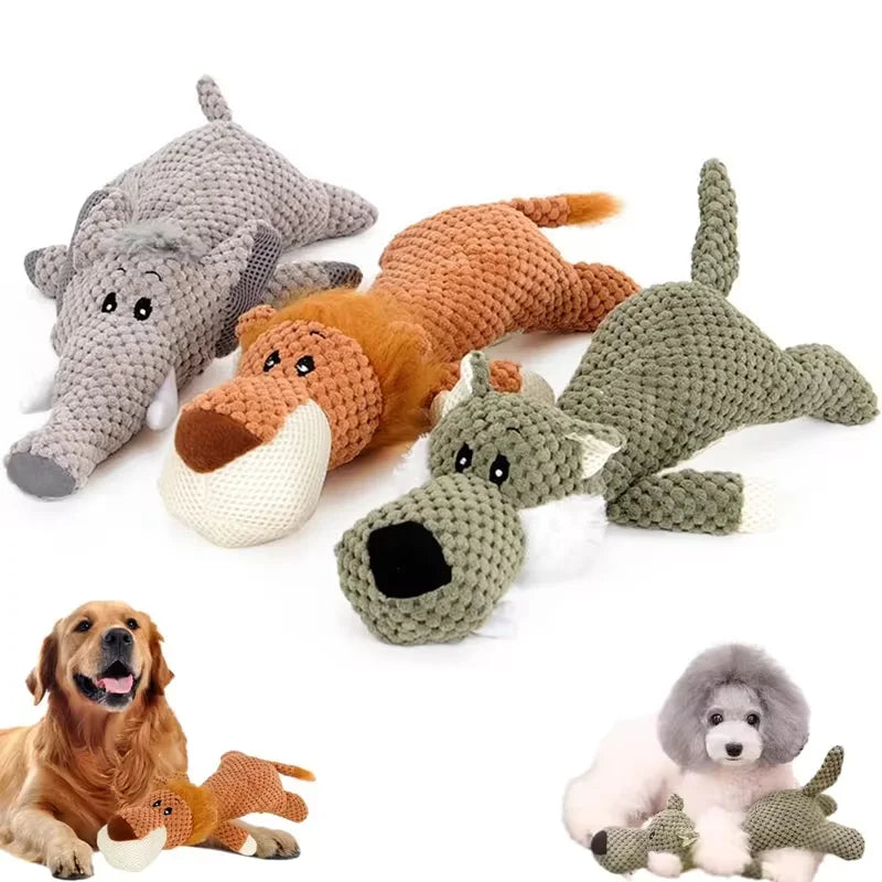 Plush Animal Crinkle Dog Toy; Soft Squeaky Chew Toy