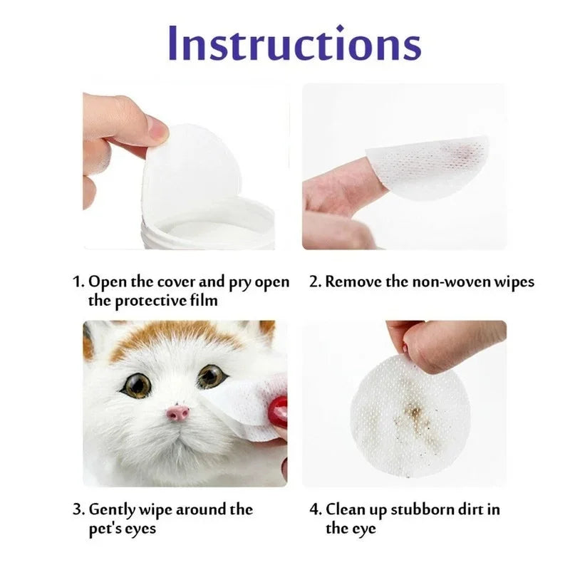 Premoistened Pet Eye Cleaning Wipes (130 Count); Gentle Tear Stain Remover Pads