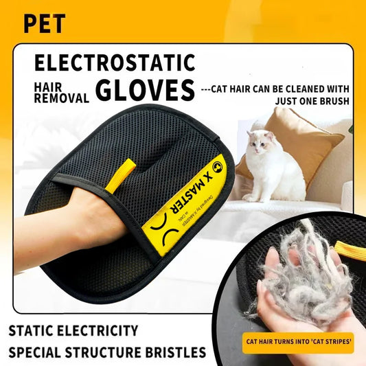 Gentle Pet Hair Remover Gloves; Efficient Deshedding & Grooming Mitts for Cats & Dogs