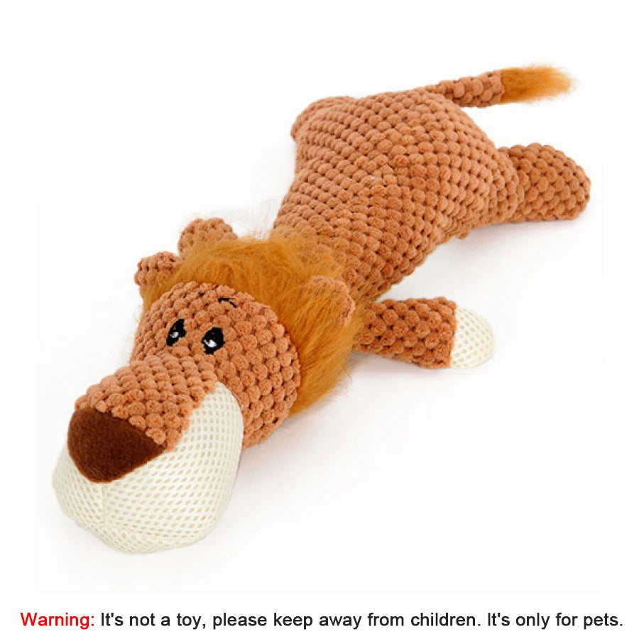 Plush Animal Crinkle Dog Toy; Soft Squeaky Chew Toy