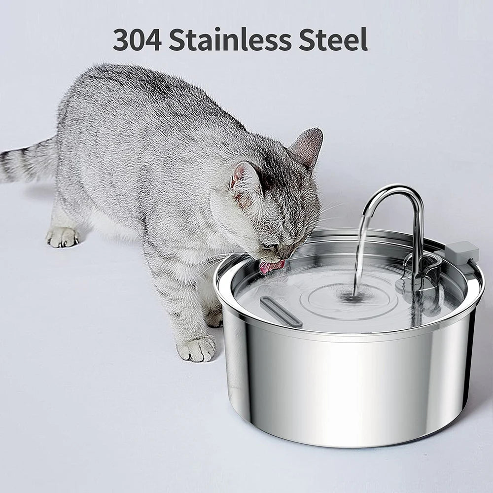 Stainless Steel Pet Water Fountain; Ultra-Quiet Automatic Dog & Cat Dispenser