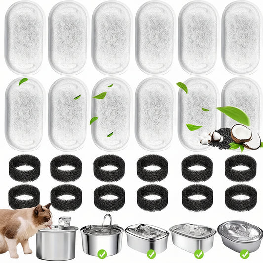 Replacement Carbon Filters for Stainless Steel Pet Fountain; Triple Action Water Purifier
