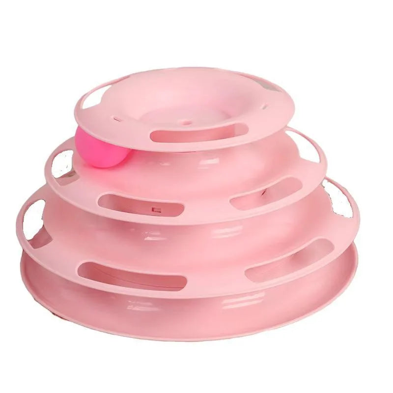 Multi-Layer Cat Tower Track Toy; Interactive Roller Ball Enrichment Toy for Bored Cats