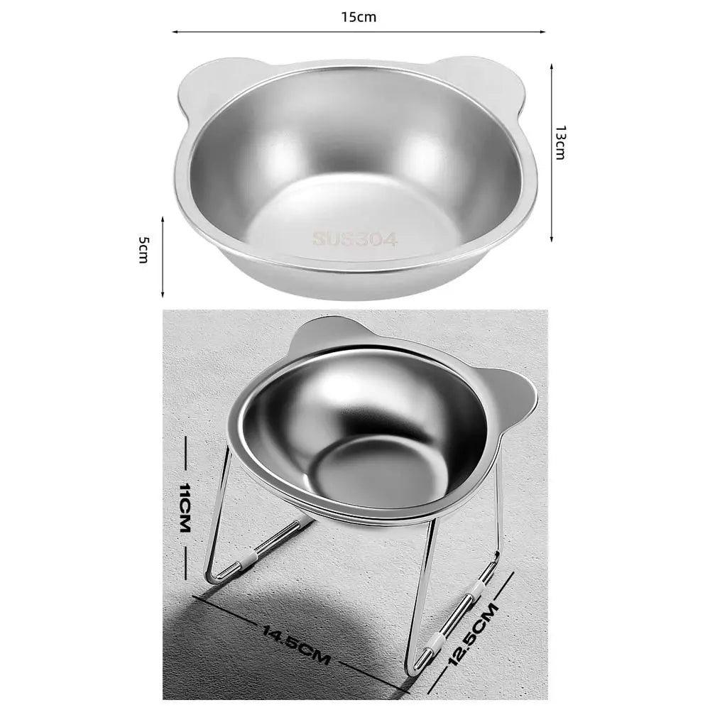 Elevated Stainless-Steel Pet Bowl; Ergonomic Raised Food & Water Dish for Cats & Dogs