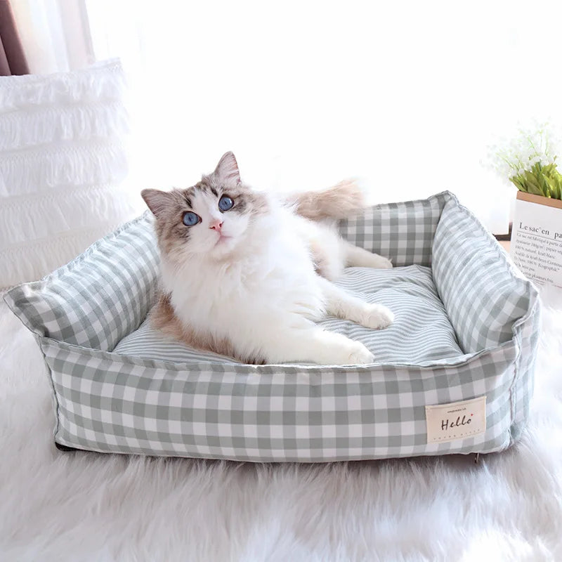 Ultra-Soft Plush Pet Sofa Bed; Orthopedic Bolster Couch Cushion for Dogs & Cats