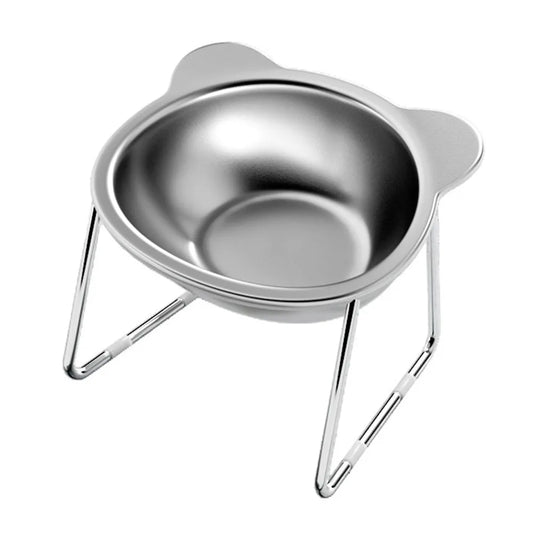 Elevated Stainless-Steel Pet Bowl; Ergonomic Raised Food & Water Dish for Cats & Dogs