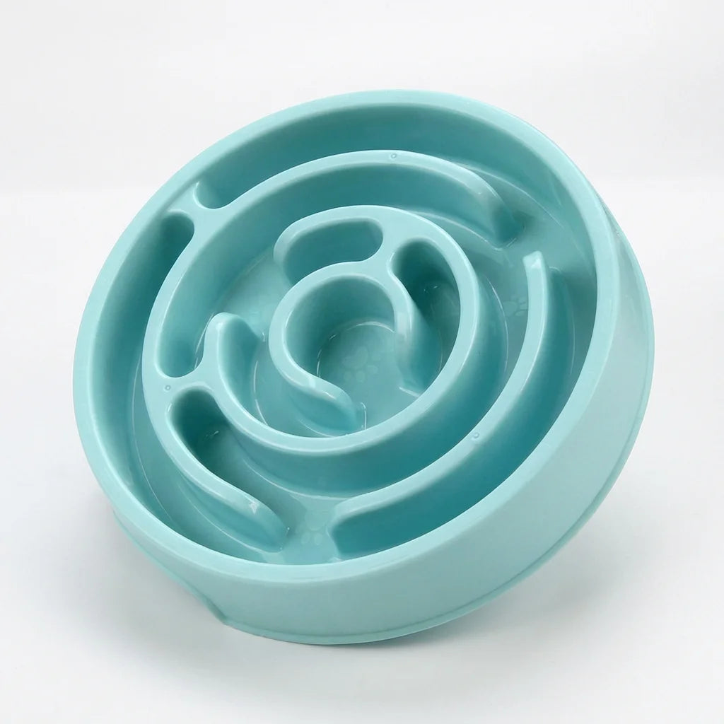 Anti-Gulping Everyday Slow Feeder Pet Bowl; Maze Pattern Bloat Prevention Dish
