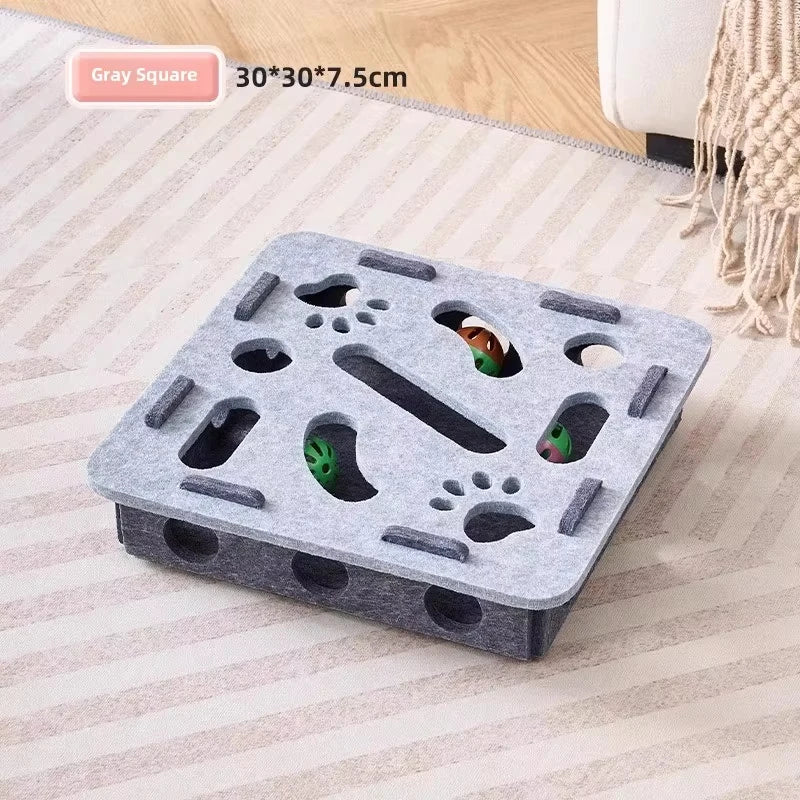 Felt Puzzle Toy Box for Cats; Interactive Foraging Treat & Hidden Toy Enrichment Box