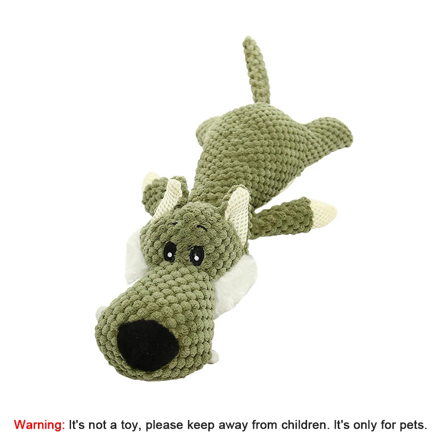 Plush Animal Crinkle Dog Toy; Soft Squeaky Chew Toy