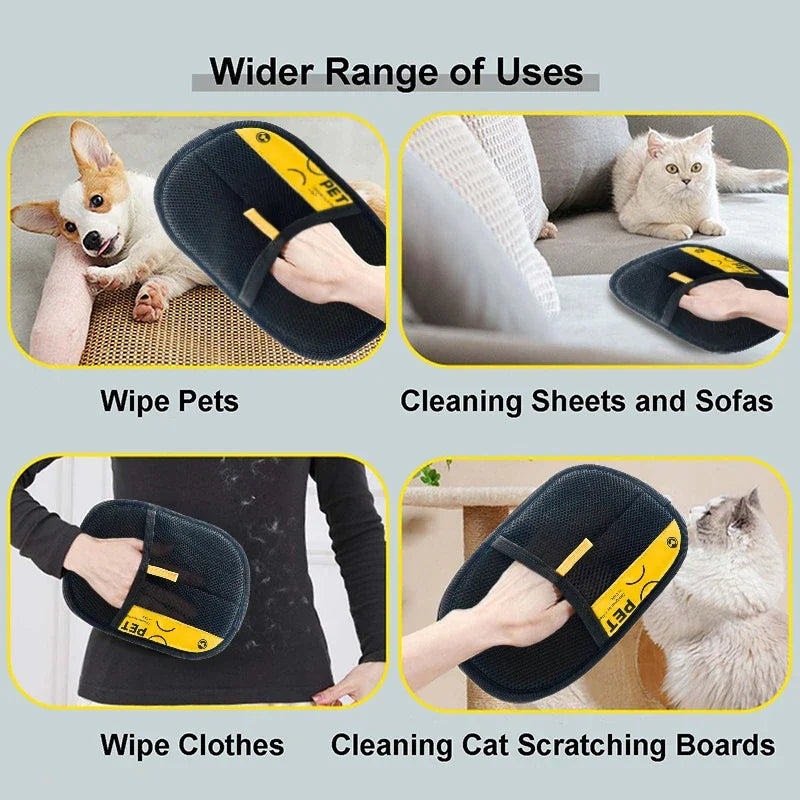 Gentle Pet Hair Remover Gloves; Efficient Deshedding & Grooming Mitts for Cats & Dogs