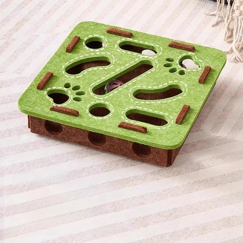 Felt Puzzle Toy Box for Cats; Interactive Foraging Treat & Hidden Toy Enrichment Box