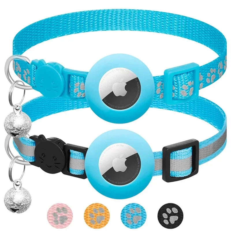 Reflective Apple AirTag Dog Collar; Adjustable Heavy Duty Anti-Loss Safety Collar