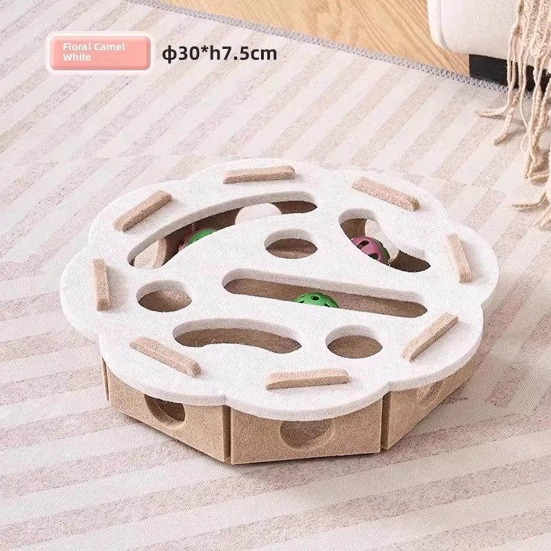 Felt Puzzle Toy Box for Cats; Interactive Foraging Treat & Hidden Toy Enrichment Box