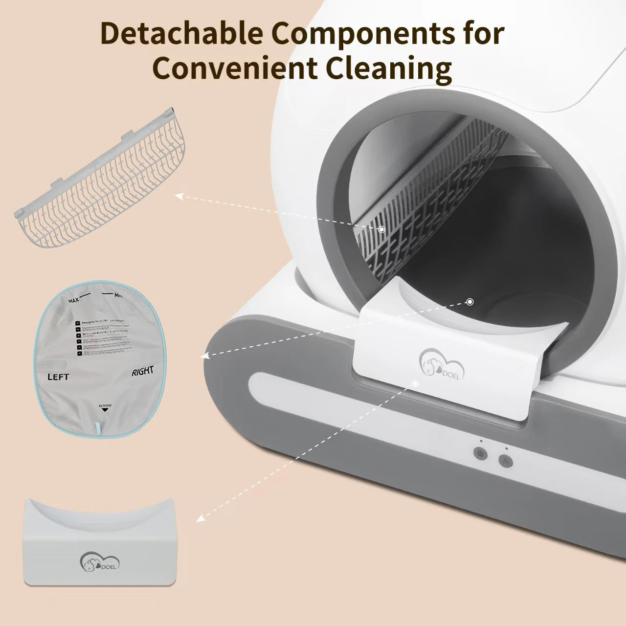 Enclosed Self-Cleaning Cat Litter Box; Low Tracking Automatic Waste Disposal