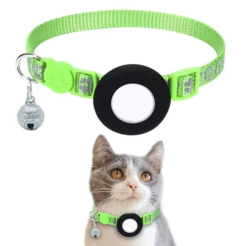 Reflective Apple AirTag Dog Collar; Adjustable Heavy Duty Anti-Loss Safety Collar