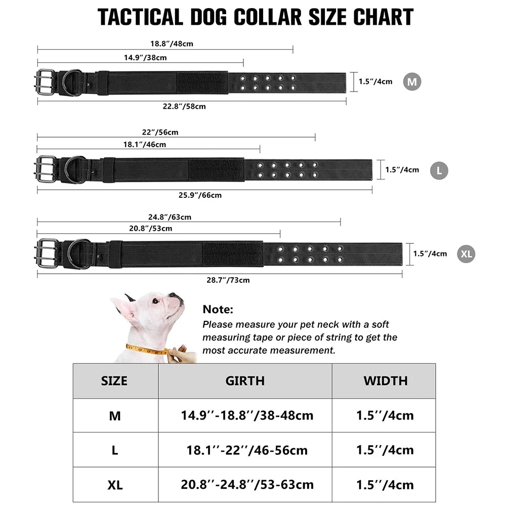 Military Tactical Dog Collar; Heavy Duty Nylon Training Collar with Control Handle