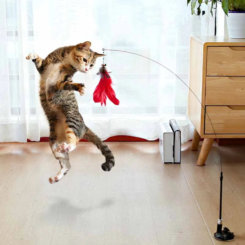 Interactive Feather Bell Cat Toy; Fluttering Exercise Teaser Toy for Indoor Kittens