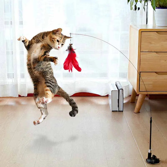 Interactive Feather Bell Cat Toy; Fluttering Exercise Teaser Toy for Indoor Kittens