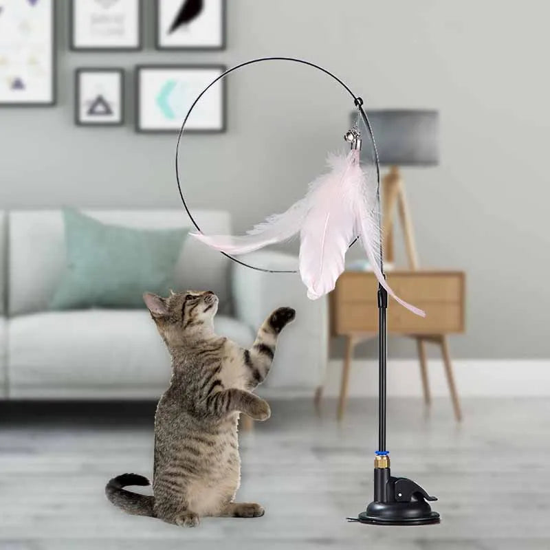 Interactive Feather Bell Cat Toy; Fluttering Exercise Teaser Toy for Indoor Kittens