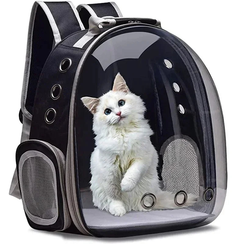 Clear Bubble View Pet Carrier Backpack; Ventilated Travel Bag for Cats & Small Dogs
