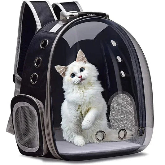 Clear Bubble View Pet Carrier Backpack; Ventilated Travel Bag for Cats & Small Dogs