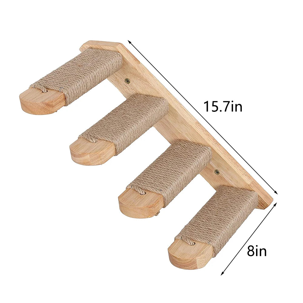 Wall Mounted Cat Climbing Shelves; Wooden Floating Perch Set for Indoor Cats