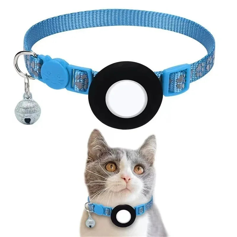 Reflective Apple AirTag Dog Collar; Adjustable Heavy Duty Anti-Loss Safety Collar