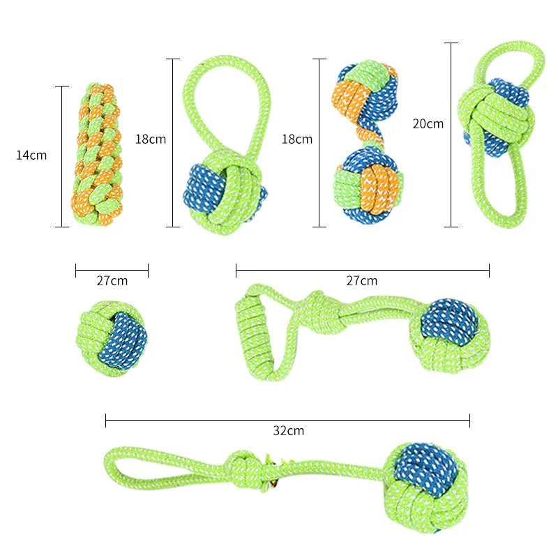 Heavy Duty Rope Toy Set for Dogs; Cotton Chew Toys for Teething & Aggressive Chewers