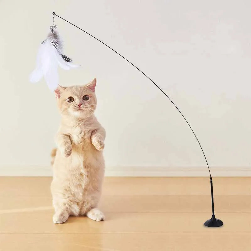 Interactive Feather Bell Cat Toy; Fluttering Exercise Teaser Toy for Indoor Kittens