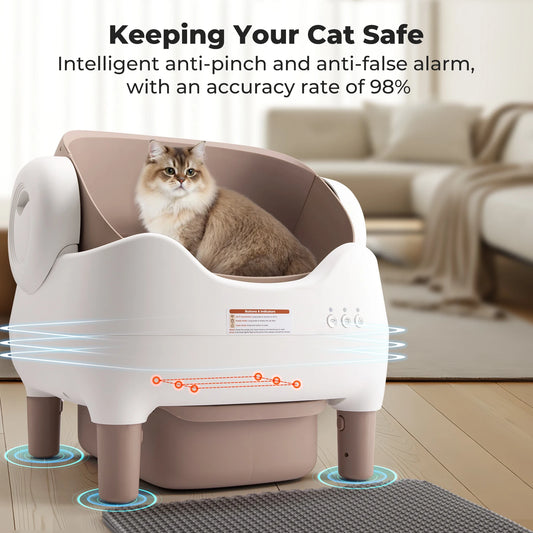 Automatic Self-Cleaning Cat Litter Box; Hands-Free Multi-Cat Electric Litter Box