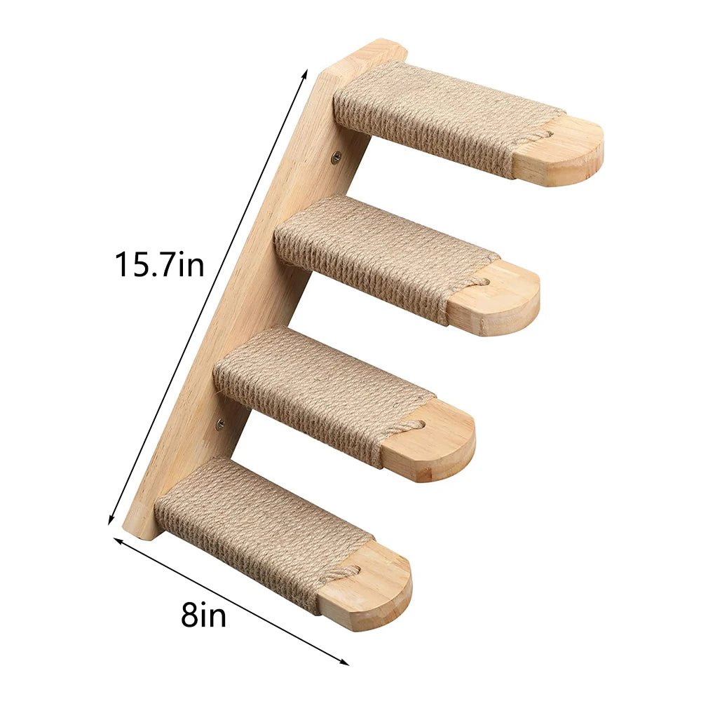 Wall Mounted Cat Climbing Shelves; Wooden Floating Perch Set for Indoor Cats