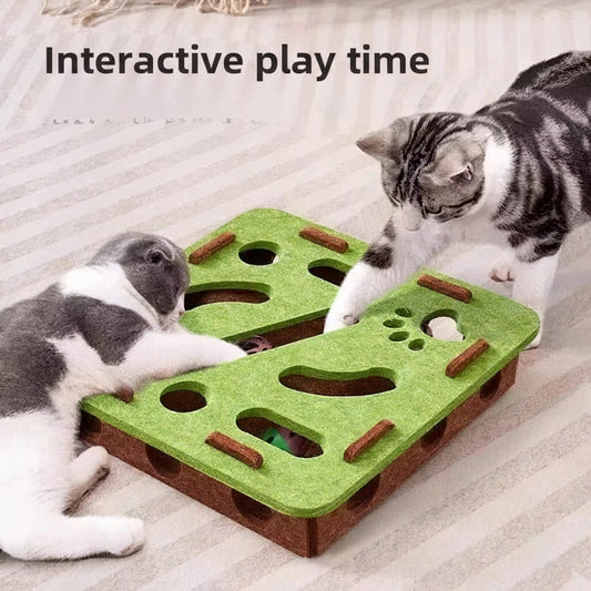 Felt Puzzle Toy Box for Cats; Interactive Foraging Treat & Hidden Toy Enrichment Box
