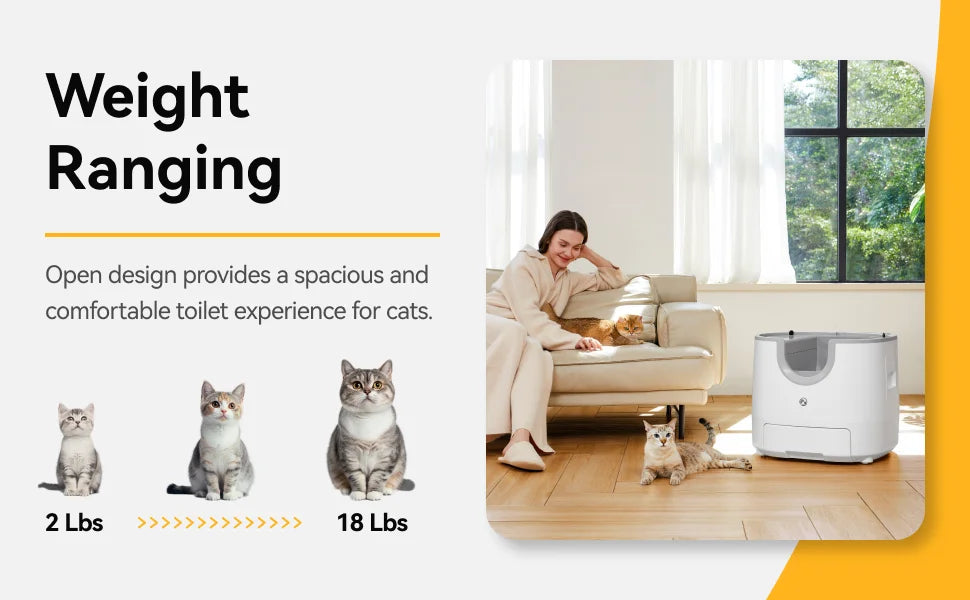 Smart Automatic Self-Cleaning Litter Box; App-Controlled Odor Control Cat Toilet