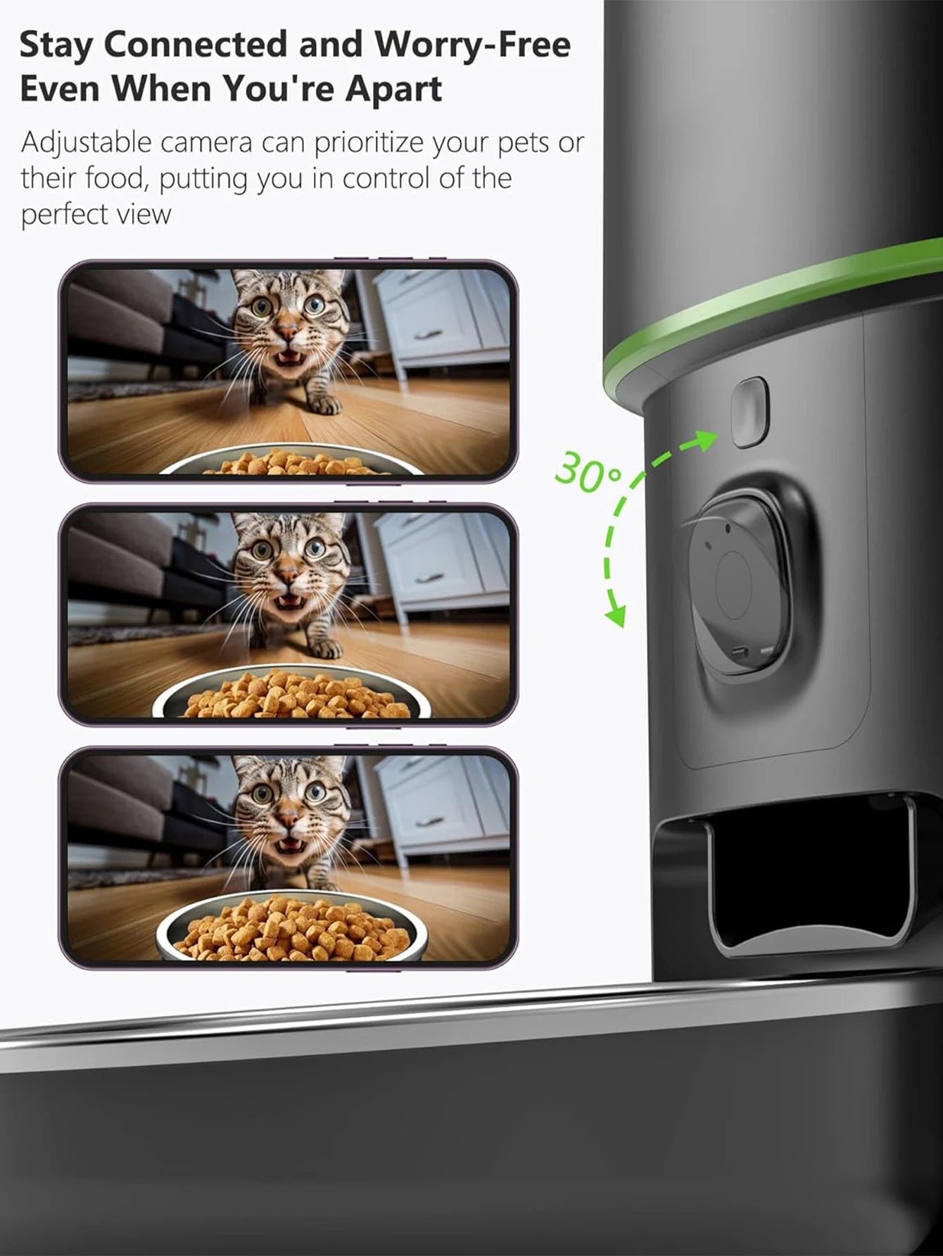 Smart Automatic Pet Feeder with 1080p Video Camera;WiFi Two-Way Audio Dispenser