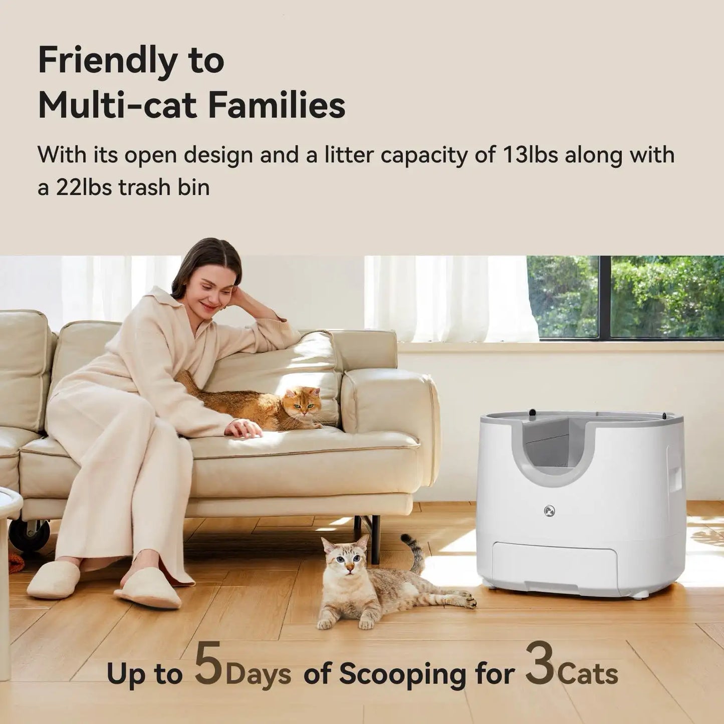 Smart Automatic Self-Cleaning Litter Box; App-Controlled Odor Control Cat Toilet