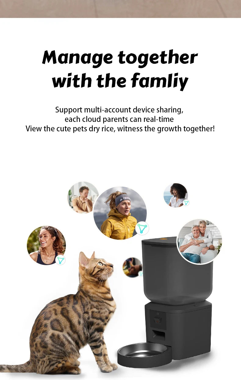 Smart Automatic Pet Feeder with HD Camera (Black); WiFi App-Controlled Portion Dispenser